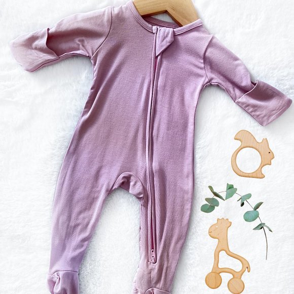 NEW! Infant Girls Dusty Mauve Bamboo Sleepers/Rompers | 2 Way Zipper - Picture 1 of 5